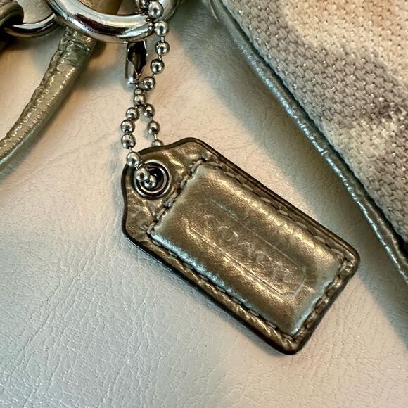 Coach cream canvas wristlet with leather trim. - Picture 4 of 8
